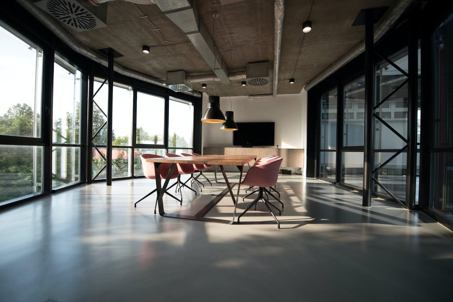 Big table next to a large windows